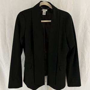 Cache’ Women’s Size 10 Solid Black Open Front Long Sleeve Lined Blazer